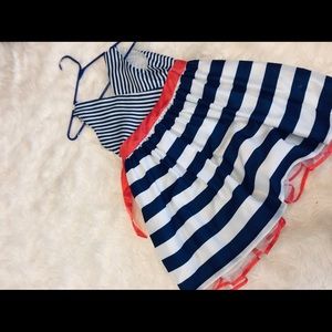 Navy blue & coral red kids dress